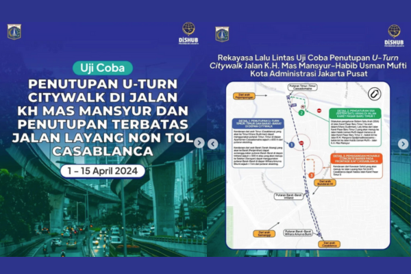 Dishub DKI Jakarta Uji Coba Penutupan U-Turn dan JLNT Casablanca