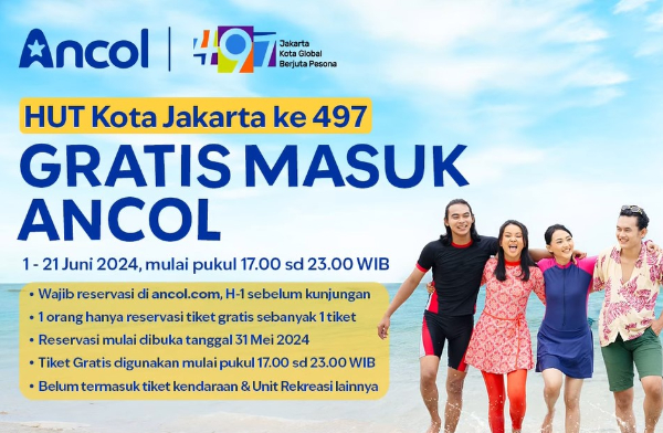 Promo Tiket Gratis Masuk Ancol Khusus Perayaan HUT Jakarta 497, Berlaku Hanya di Bulan Juni 2024