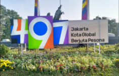 Sudin Tamhut Jakarta Pusat Beri Sentuhan Dekorasi Jalur Hijau Sambut HUT ke-497 DKI Jakarta
