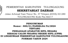 Kabupaten Tulungagung Buka 75 Formasi CPNS 2024