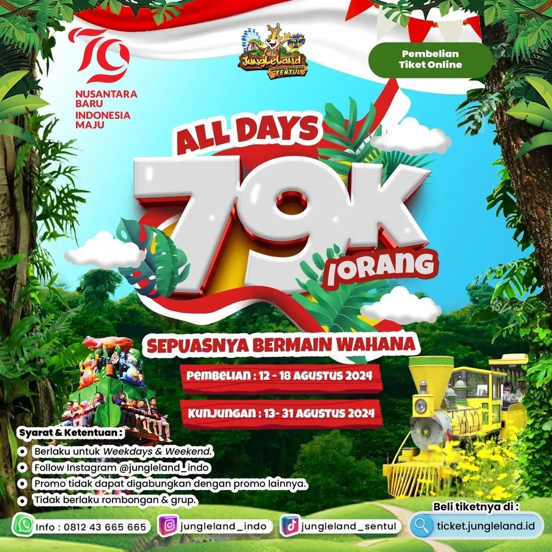 All Days Tiket Jungleland Cuma 79K Khusus Kemerdekaan