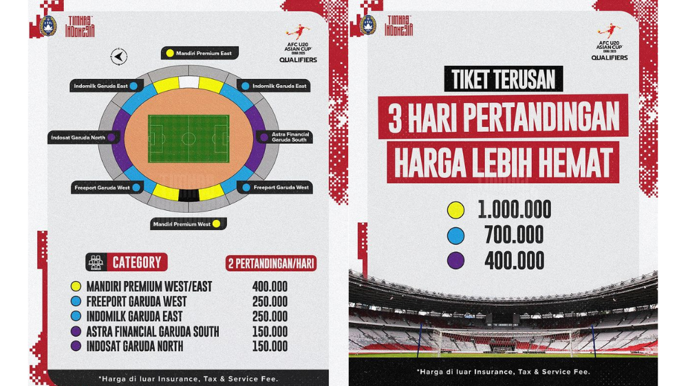 Harga Tiket Nonton Timnas U20 Kualifikasi Piala Asia 2025