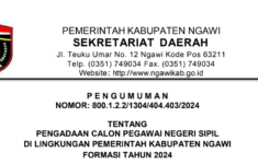 Kabupaten Ngawi Buka 283 Formasi CPNS 2024