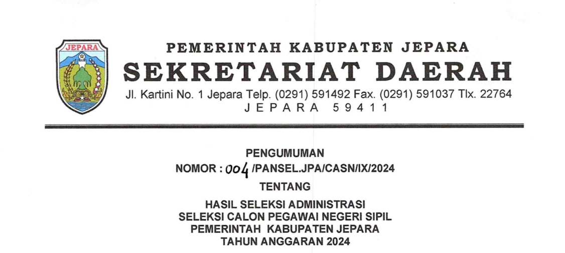 858 Tidak Memenuhi Syarat di Seleksi Administrasi CPNS 2024 Kabupaten Jepara