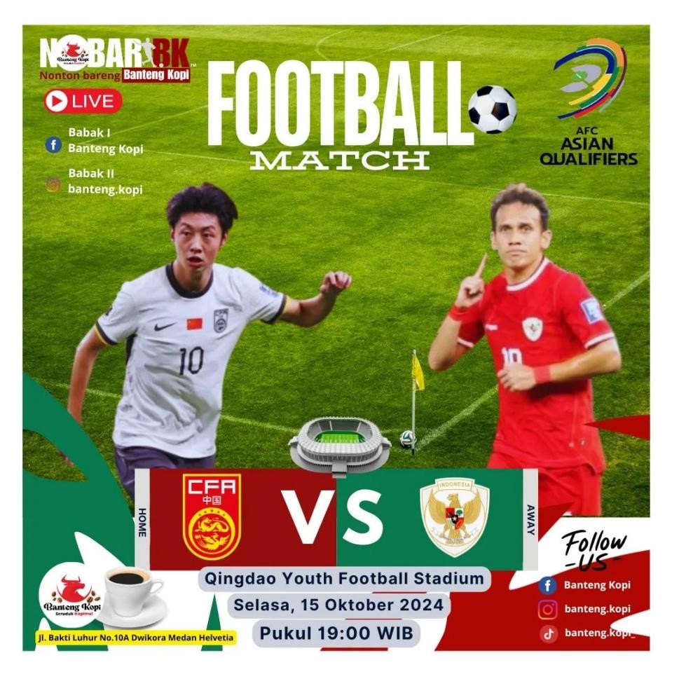 Lokasi Nobar Timnas Indonesia vs China di Medan