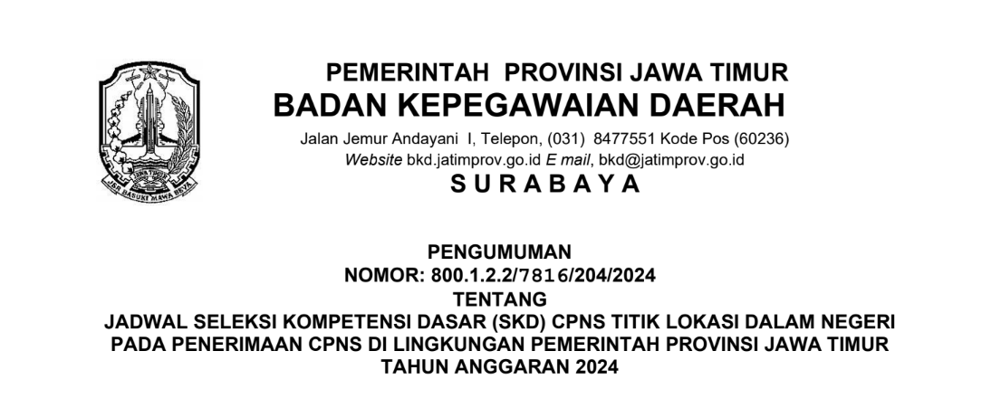 Jadwal dan Lokasi Tes SKD CPNS 2024 di Jawa Timur