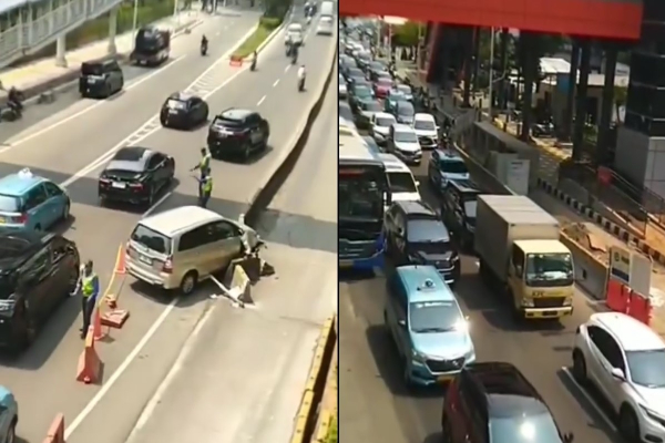 Kecelakaan Mobil Tabrak Separator Jalur Transjakarta di Jakarta Selatan, Macet Parah