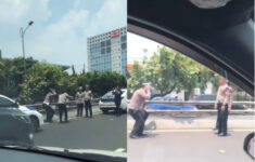 2 Polisi Dihukum di Pinggir Tol Slipi Jakbar, Aksinya Bikin Heboh di Medsos