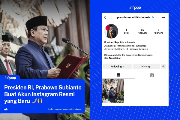 Presiden Prabowo Punya Instagram Baru, Akun Resmi Presiden RI