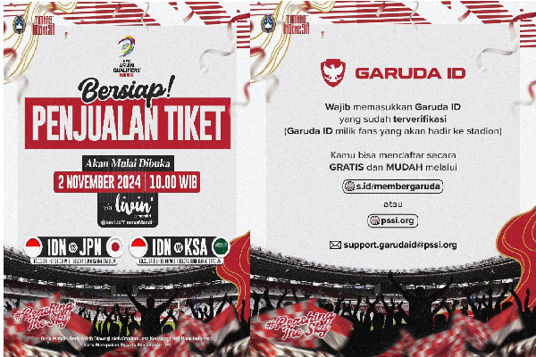 Tiket Laga Timnas Indonesia vs Jepang dan Arab Saudi Mulai Dijual 2 November, Resmi dari PSSI