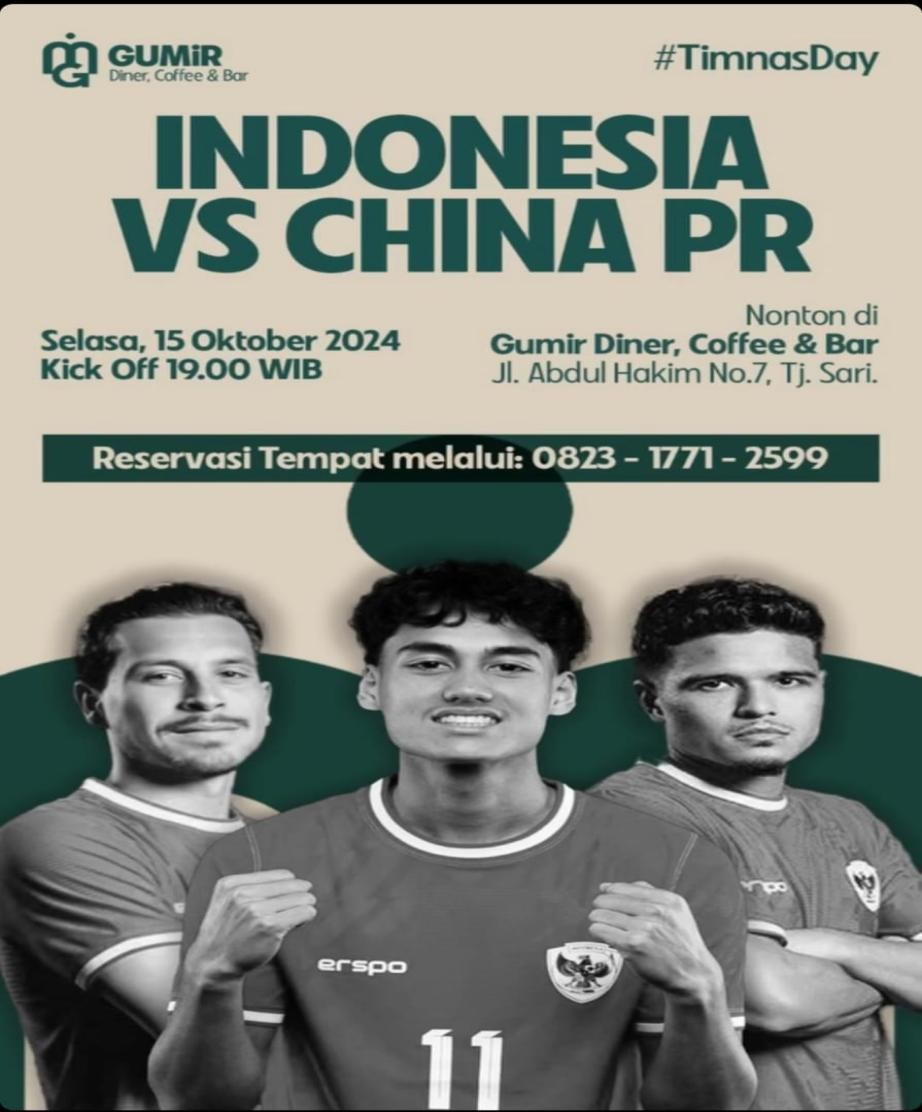 Lokasi Nobar Timnas Indonesia vs China di Medan