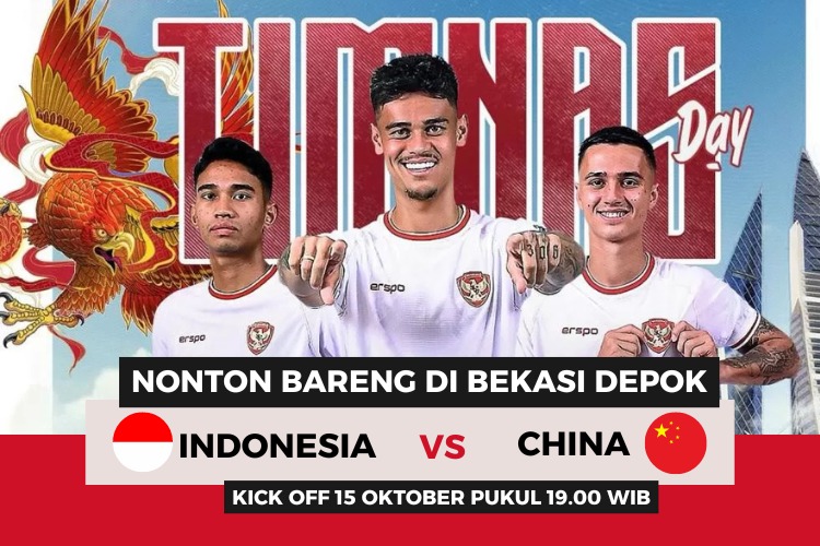 tempat nobar Timnas Indonesia vs China di Bekasi dan Depok