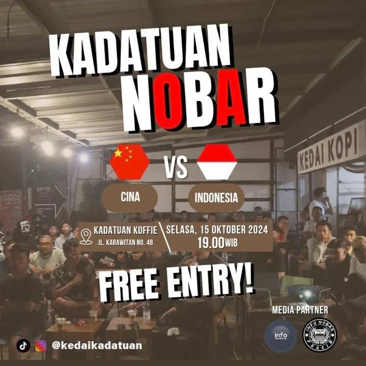 Lokasi Nobar Timnas Indonesia vs China di Bandung