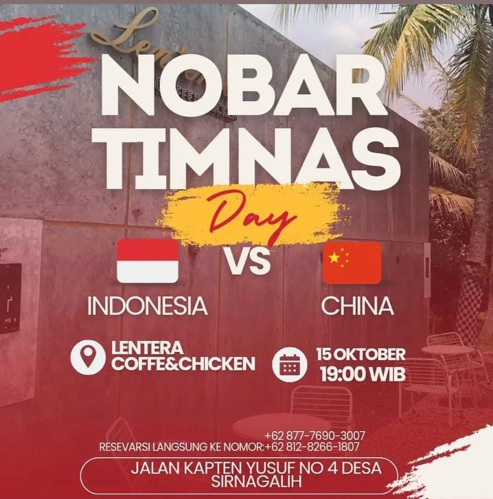 Lokasi Nobar Timnas Indonesia vs China di Bandung