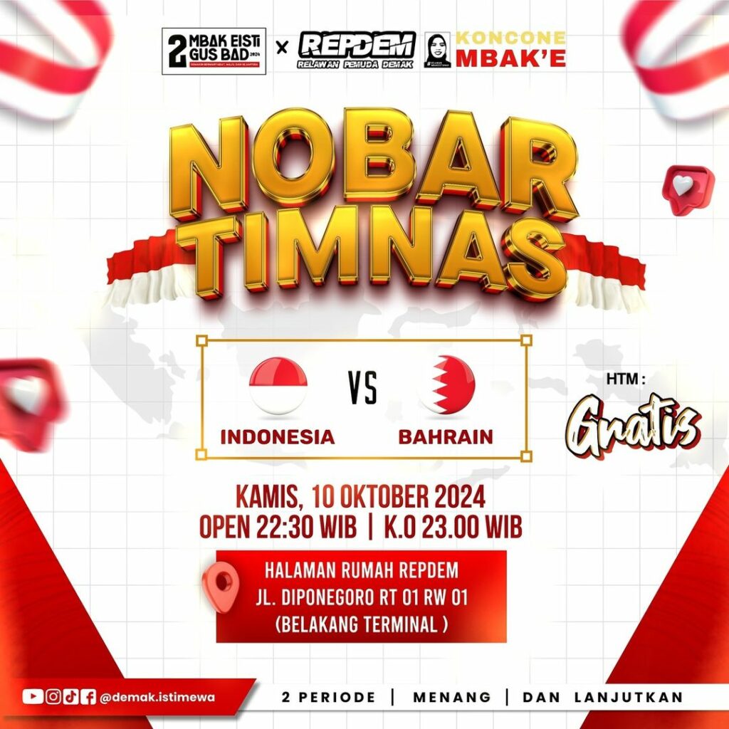 Tempat Nobar Timnas Indonesia vs Bahrain di Semarang