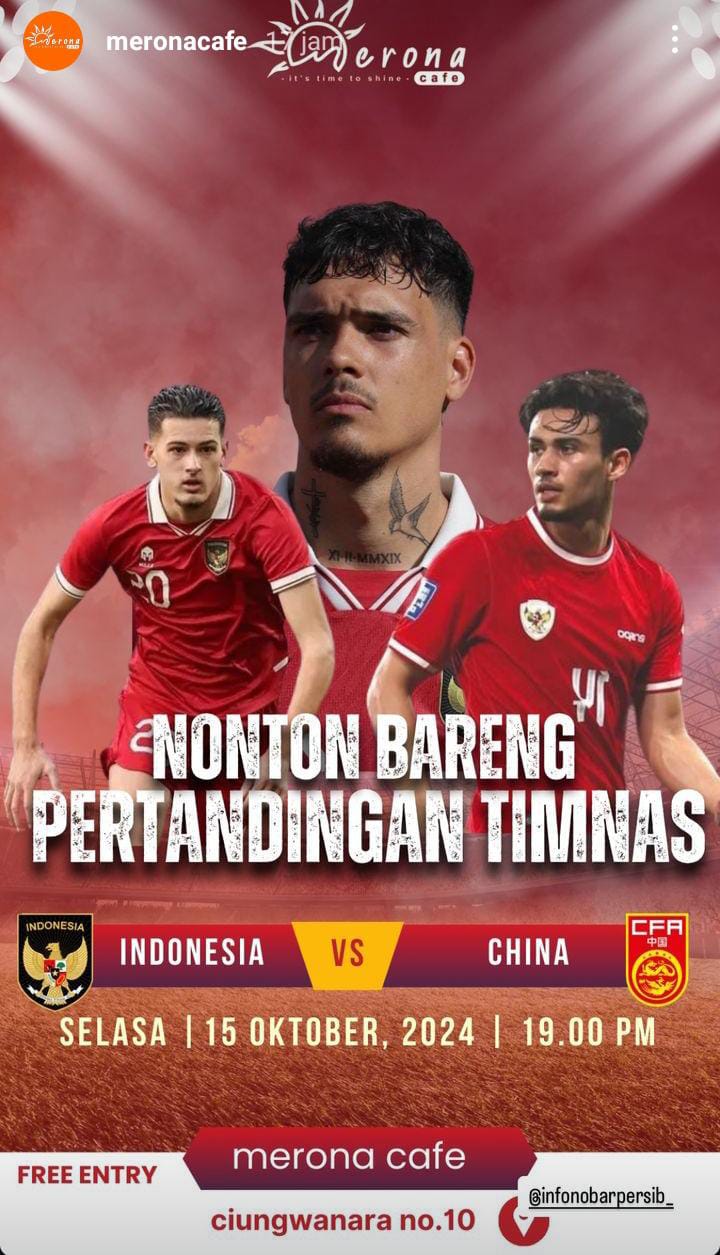 Lokasi Nobar Timnas Indonesia vs China di Bandung