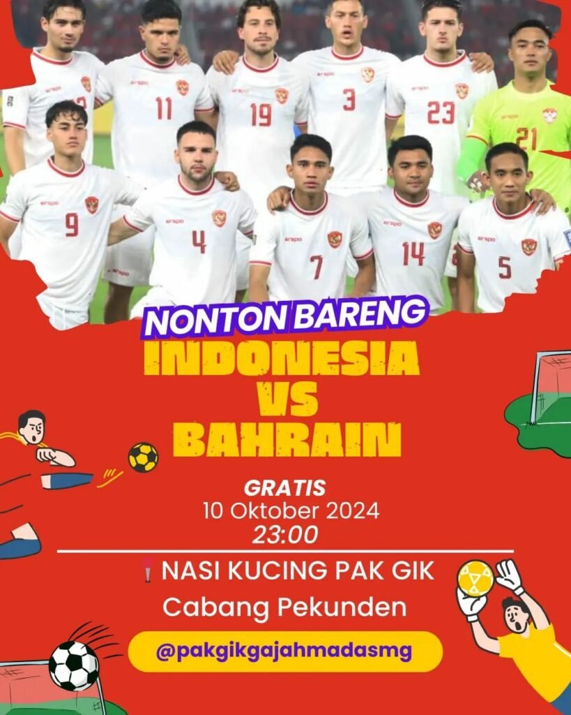 Tempat Nobar Timnas Indonesia vs Bahrain di Semarang