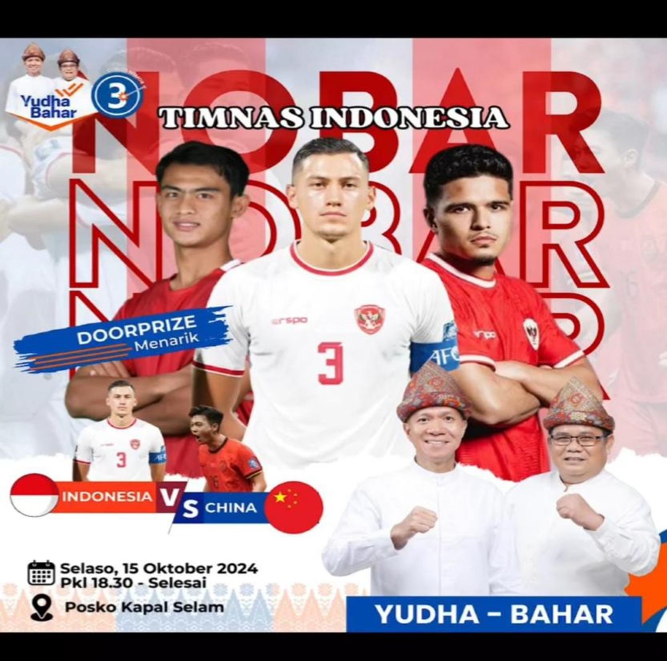 Tempat Nobar Timnas Indonesia vs China di Palembang