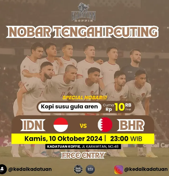 lokasi nobar Timnas Indonesia vs Bahrain di Bandung