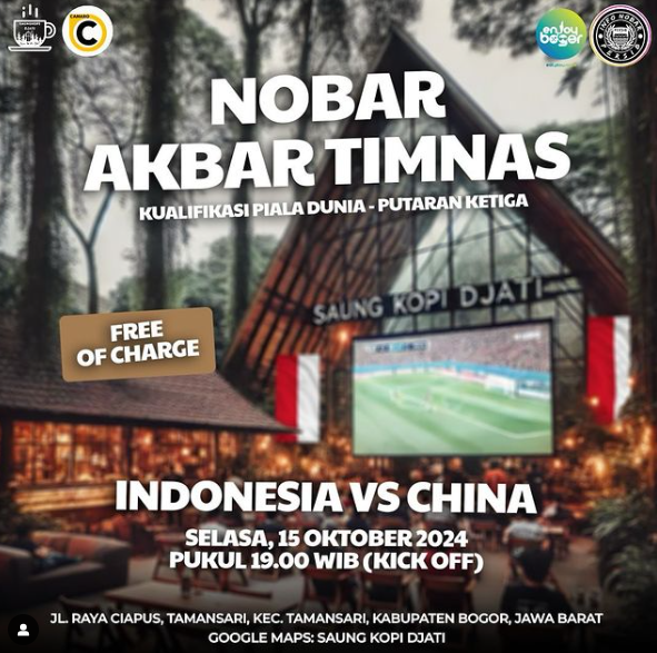 Lokasi nobar Timnas Indonesia vs China di Bogor