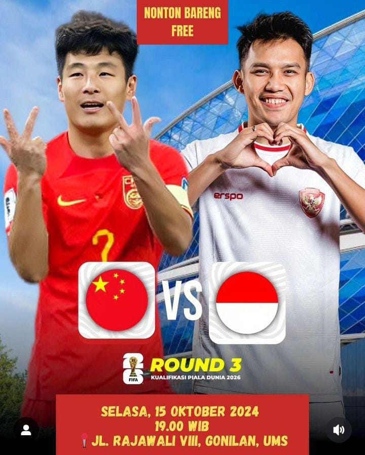 Nobar Timnas Indonesia vs China di Solo Lengkap Beserta Alamatnya