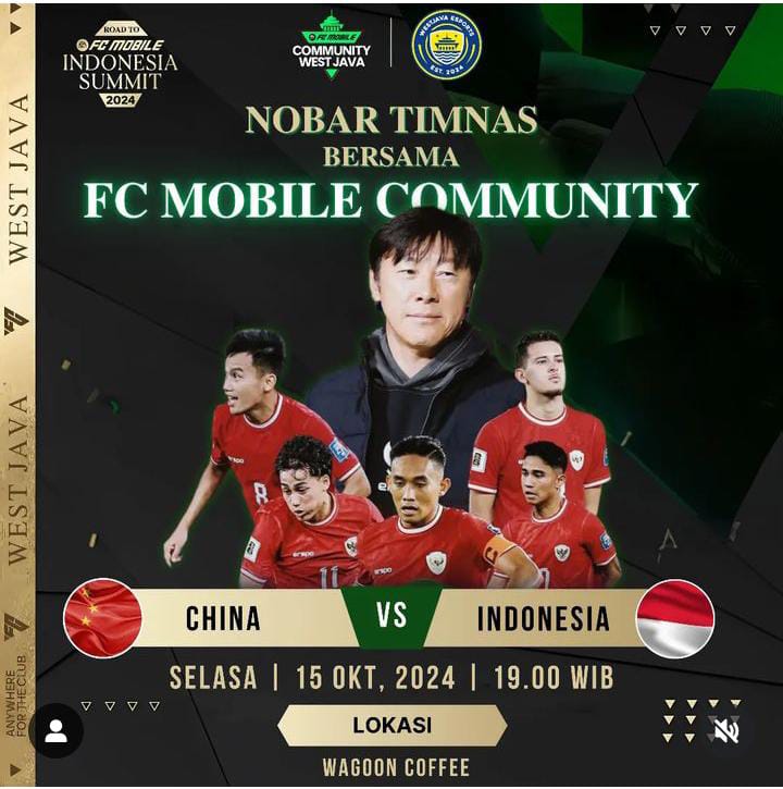 Lokasi Nobar Timnas Indonesia vs China di Bandung