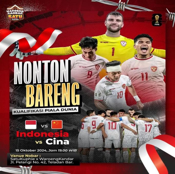 Lokasi Nobar Timnas Indonesia vs China di Medan