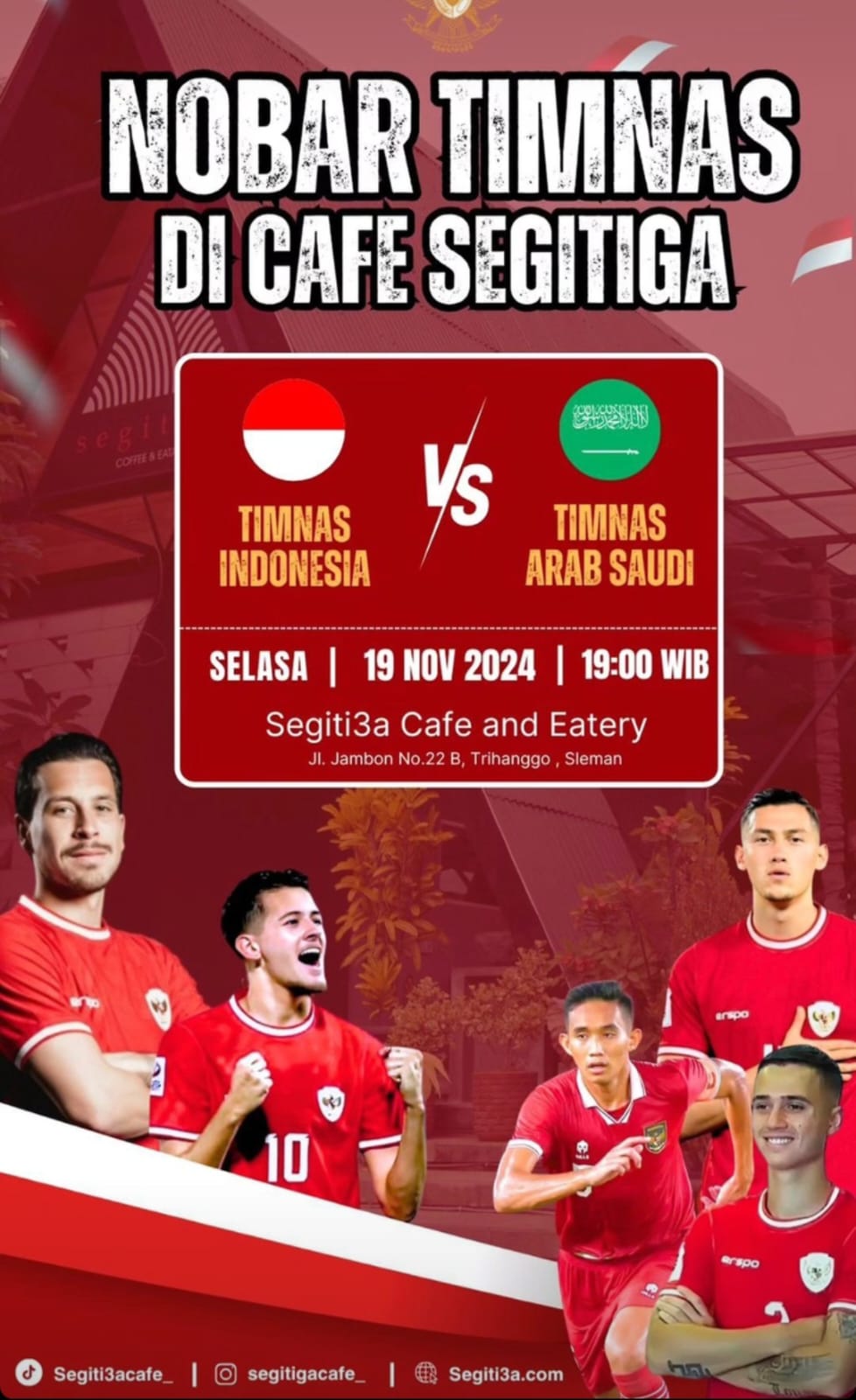 Tempat Nobar Timnas Indonesia vs Arab Saudi di Jogja