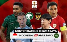 Lokasi Nobar Timnas Indonesia vs Arab Saudi di Surabaya