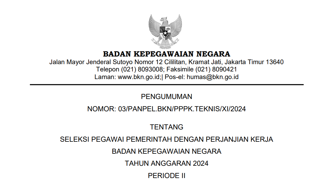 Pendaftaran Seleksi PPPK 2024 BKN Gelombang 2 Telah Dibuka