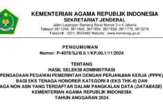 Pengumuman Hasil Seleksi Administrasi PPPK 2024 Kemenag Tahap 1