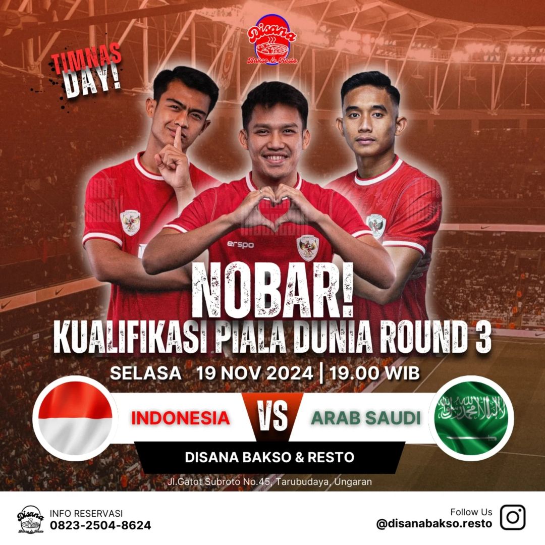 Tempat Nobar Timnas Indonesia vs Arab Saudi di Semarang