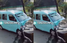 Tabrakan Pajero vs Angkot di Ciputat Timur, 2 Mobil Rusak Parah di Bagian Depan