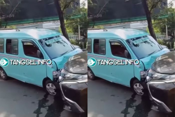 Tabrakan Pajero vs Angkot di Ciputat Timur, 2 Mobil Rusak Parah di Bagian Depan