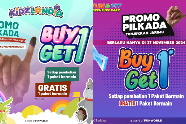 Promo Pilkada 2024 Wahana Bermain Anak Dapat 1 Tiket Gratis, Ada Kidzlandia juga!