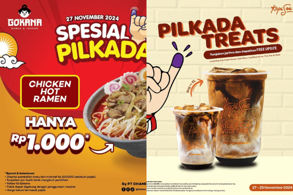 Daftar Promo Pilkada 2024 Makanan dan Minuman Harga Murah Mulai 1000an, Cek Syaratnya!