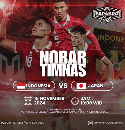 Nobar Timnas Indonesia vs Jepang di Jabodetabek