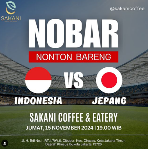 Nobar Timnas Indonesia vs Jepang di Jabodetabek