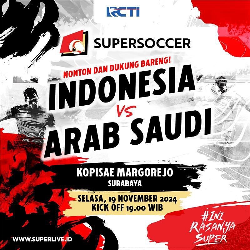 Lokasi Nobar Timnas Indonesia vs Arab Saudi di Surabaya