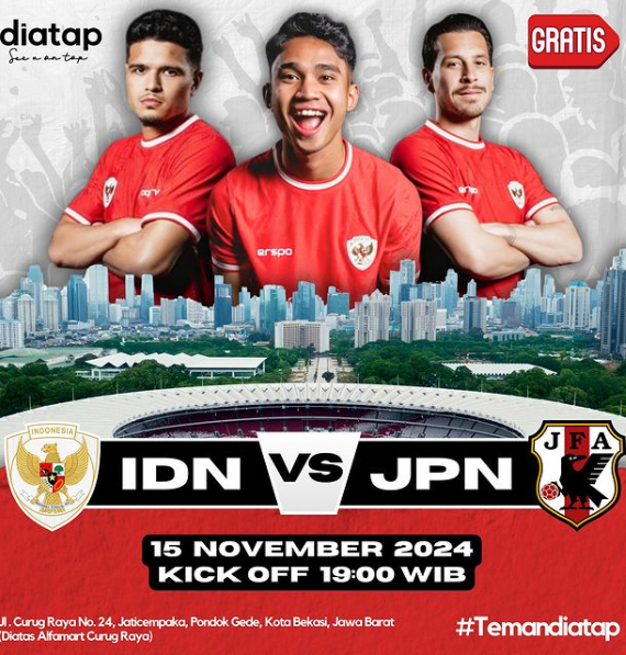 Tempat Nobar Timnas Indonesia vs Jepang di Bekasi dan Depok