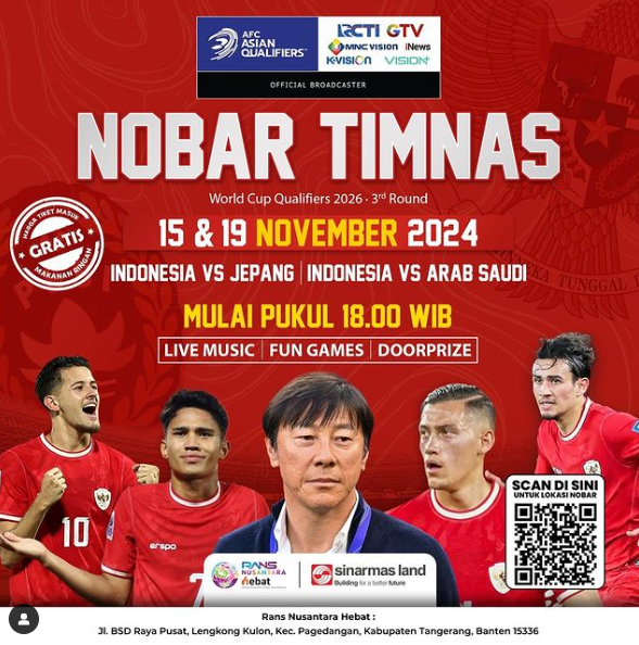 Nobar Timnas Indonesia vs Jepang di Tangerang 