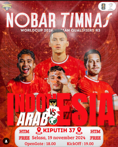 Lokasi Nobar Timnas Indonesia vs Arab Saudi di Bandung