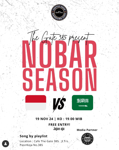 Lokasi Nobar Timnas Indonesia vs Arab Saudi di Bandung