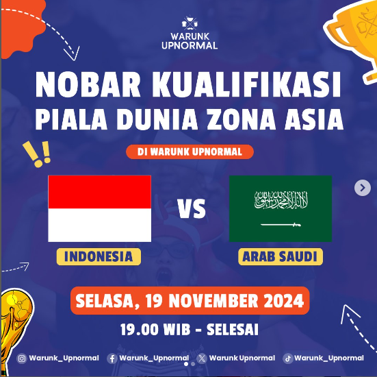 Lokasi Nobar Timnas Indonesia vs Arab Saudi di Bandung