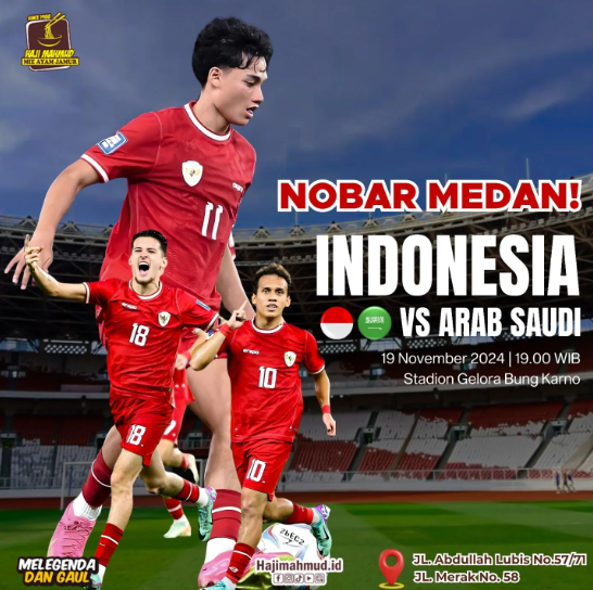 Lokasi Nobar Timnas Indonesia vs Arab Saudi di Medan