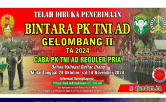 Jadwal Pendaftaran Bintara PK TNI AD Gelombang 2 Tahun 2024