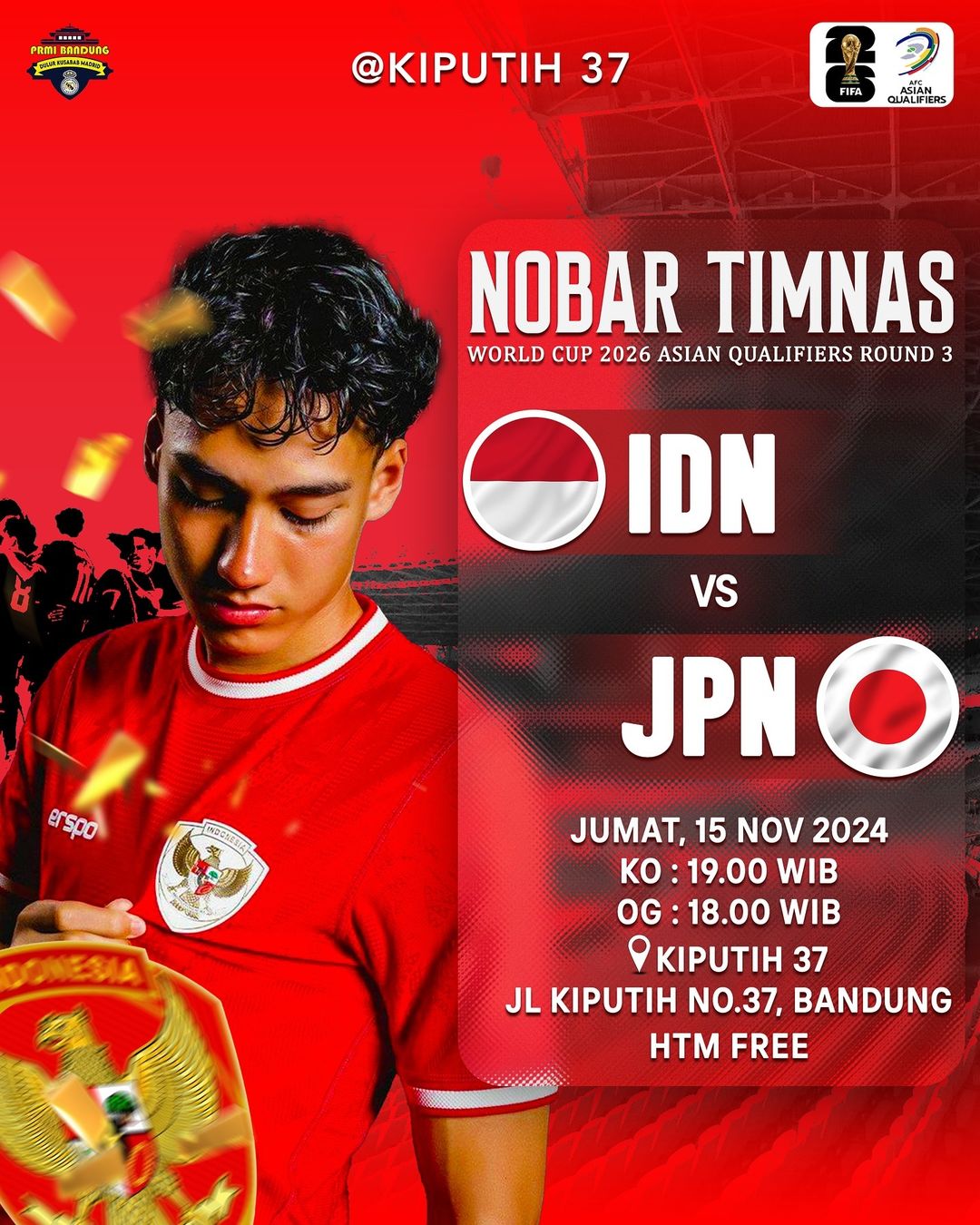 Lokasi Nobar Timnas Indonesia vs Jepang di Bandung