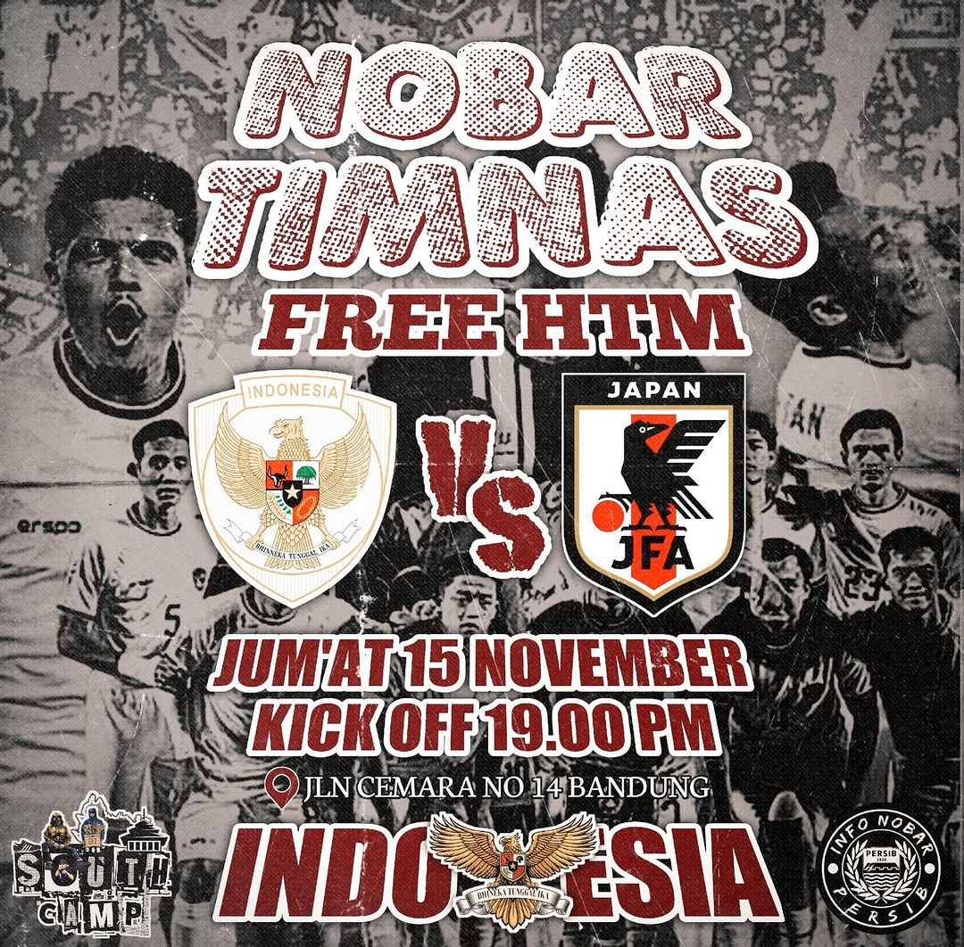 Lokasi Nobar Timnas Indonesia vs Jepang di Bandung