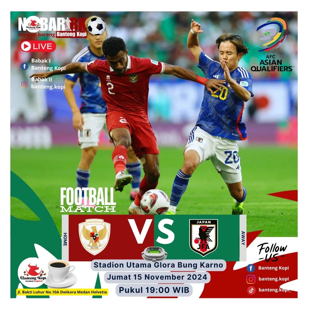 Lokasi Nobar Timnas Indonesia vs Jepang di Medan