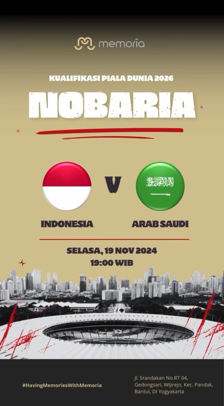 Tempat Nobar Timnas Indonesia vs Arab Saudi di Jogja